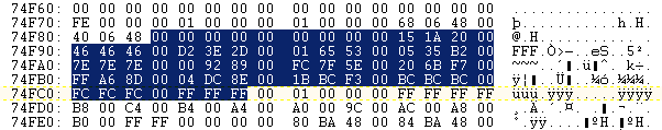 Hex dump palette